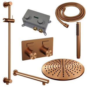 Brauer Edition 5-GK-173 thermostatic concealed rain shower with push buttons SET 62 copper brushed PVD