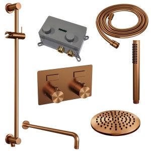 Brauer Edition 5-GK-174 thermostatic concealed rain shower with push buttons SET 63 copper brushed PVD