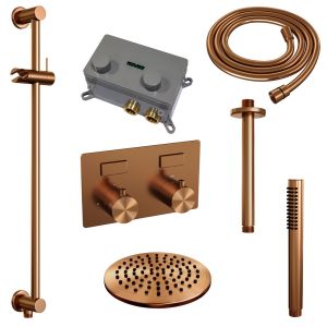 Brauer Edition 5-GK-176 thermostatic concealed rain shower with push buttons SET 65 copper brushed PVD