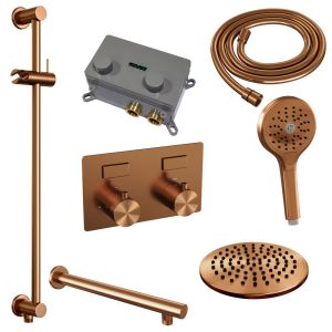 Brauer Edition 5-GK-178 thermostatic concealed rain shower with push buttons SET 67 copper brushed PVD