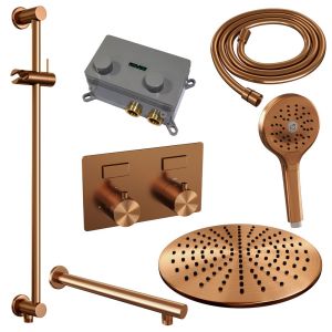 Brauer Edition 5-GK-179 thermostatic concealed rain shower with push buttons SET 68 copper brushed PVD