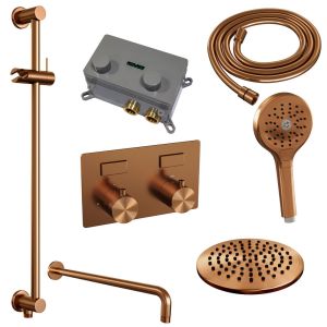 Brauer Edition 5-GK-180 thermostatic concealed rain shower with push buttons SET 69 copper brushed PVD