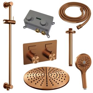 Brauer Edition 5-GK-183 thermostatic concealed rain shower with push buttons SET 72 copper brushed PVD