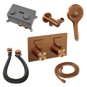 Brauer Edition 5-GK-209 thermostatic concealed bath mixer with push buttons SET 04 copper brushed PVD