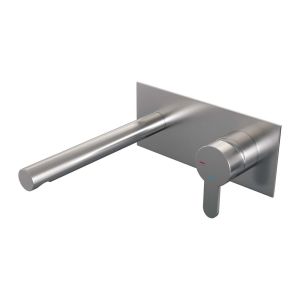 Brauer Edition 5-NG-004-S4 Unterputz-Waschtischbatterie mit geradem Auslauf und Abdeckplatte Modell D1 Edelstahl gebürstet PVD