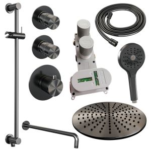 Brauer Edition 5-GM-081 thermostatic concealed rain shower SET 22 gunmetal brushed PVD