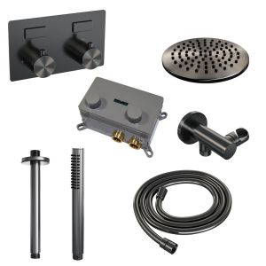 Brauer Edition 5-GM-164 thermostatic concealed rain shower with push buttons SET 53 gunmetal brushed PVD