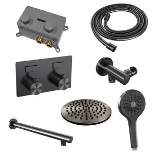 Brauer Edition 5-GM-166 thermostatic concealed rain shower with push buttons SET 55 gunmetal brushed PVD