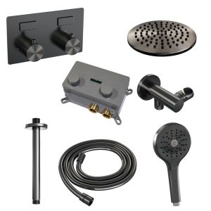 Brauer Edition 5-GM-170 thermostatic concealed rain shower with push buttons SET 59 gunmetal brushed PVD