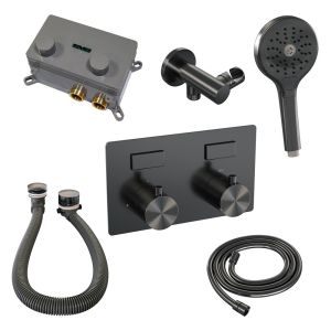 Brauer Edition 5-GM-209 thermostatic concealed bath mixer with push buttons SET 04 gunmetal brushed PVD