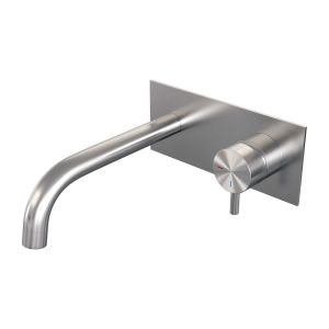 Brauer Edition 5-NG-004-B5 recessed basin mixer with curved spout and cover plate model B1 stainless steel brushed PVD