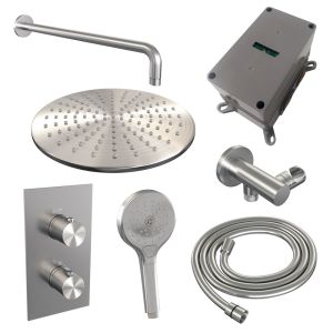 Brauer Edition 5-NG-057 thermostatic concealed rain shower 3-way diverter SET 34 brushed stainless steel PVD