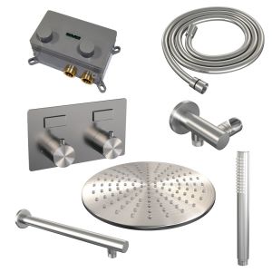 Brauer Edition 5-NG-161 thermostatic concealed rain shower with push buttons SET 50 brushed stainless steel PVD