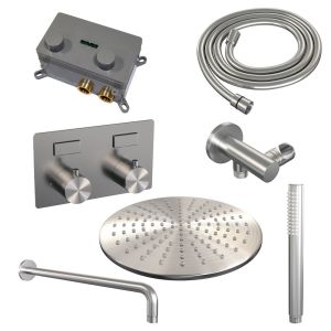Brauer Edition 5-NG-163 thermostatic concealed rain shower with push buttons SET 52 brushed stainless steel PVD