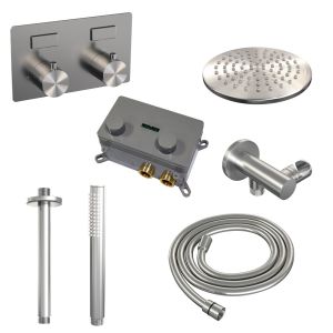 Brauer Edition 5-NG-164 thermostatic concealed rain shower with push buttons SET 53 brushed stainless steel PVD