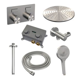 Brauer Edition 5-NG-171 thermostatic concealed rain shower with push buttons SET 60 stainless steel brushed PVD