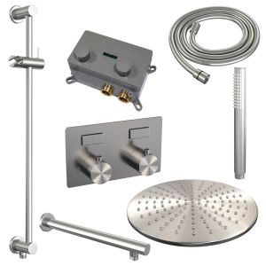 Brauer Edition 5-NG-173 thermostatic concealed rain shower with push buttons SET 62 brushed stainless steel PVD