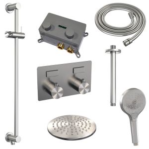 Brauer Edition 5-NG-182 thermostatic concealed rain shower with push buttons SET 71 brushed stainless steel PVD