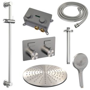 Brauer Edition 5-NG-183 thermostatic concealed rain shower with push buttons SET 72 brushed stainless steel PVD