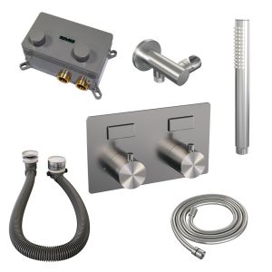 Brauer Edition 5-NG-208 thermostatische inbouw badkraan met drukknoppen SET 03 RVS geborsteld PVD