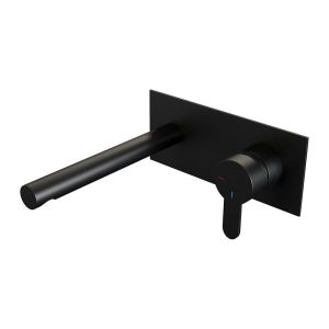 Brauer Edition 5-S-004-S4 Unterputz-Waschtischbatterie mit geradem Auslauf und Abdeckplatte Modell D1 mattschwarz