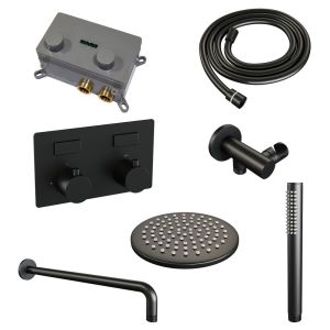 Brauer Edition 5-S-162 thermostatic concealed rain shower with push buttons SET 51 matt black