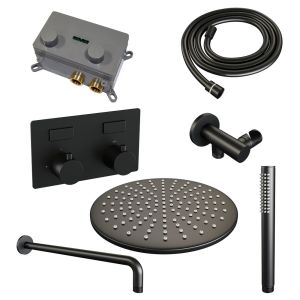 Brauer Edition 5-S-163 thermostatic concealed rain shower with push buttons SET 52 matt black