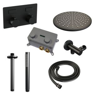 Brauer Edition 5-S-165 thermostatic concealed rain shower with push buttons SET 54 matt black