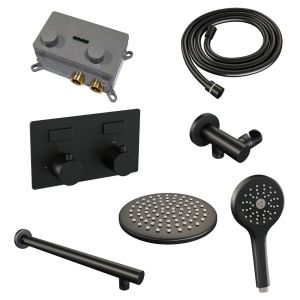 Brauer Edition 5-S-166 thermostatic concealed rain shower with push buttons SET 55 matt black