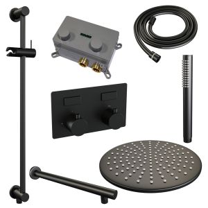 Brauer Edition 5-S-173 thermostatic concealed rain shower with push buttons SET 62 matt black