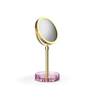 Decor Walther Kristall 0941961 KR KSA Kosmetikspiegel 1x und 5x rosa Kristall/ mattes Gold