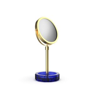 Decor Walther Kristall 0941995 KR KSA Kosmetikspiegel 1x und 5x capriblauer Kristall/ mattes Gold