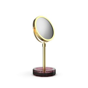 Decor Walther Kristall 0941997 KR KSA Kosmetikspiegel 1x und 5x reiches burgunderfarbenes Kristall/ mattes Gold