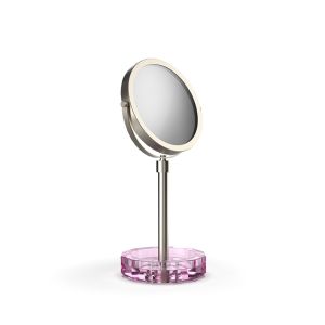 Decor Walther Kristall 0942061 KR KSA Kosmetikspiegel 1x und 5x rosa Kristall/ gebürstetes Nickel