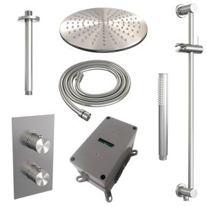 Brauer Carving 5-NG-138 thermostatic concealed rain shower 3-way diverter SET 42 stainless steel brushed PVD
