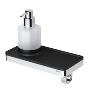 Geesa Frame 918816-02-06 zeepdispenser 200 ml met planchet en handdoekhaak chroom/ zwart
