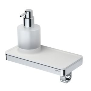Geesa Frame 918816-02 zeepdispenser 200 ml met planchet en handdoekhaak chroom/ wit