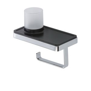 Geesa Frame 918889-02-06 toilet roll holder with shelf and (LED light) holder chrome/ black