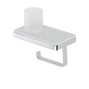 Geesa Frame 918889-02 toilet roll holder with shelf and (LED light) holder chrome/ white