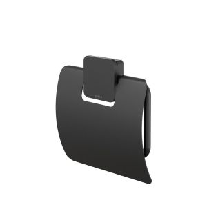 Geesa Topaz Black 917908-06-A toiletrolhouder met klep zwart