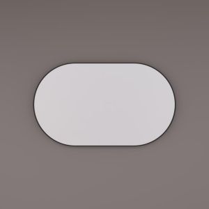 Hipp Design SPV 86100 BLI spiegel ovaal - recht 100 x 60 x 5 cm op mat zwart industrieel metalen frame