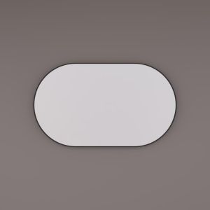 Hipp Design SPV 86120 BLI spiegel ovaal - recht 120 x 60 x 5 cm op mat zwart industrieel metalen frame