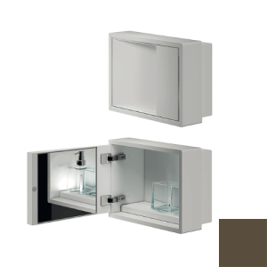Inda MY Secret A80760BN Einbaunische mit Becherhalter, Seifenspender und Spiegel 350x260mm matt bruno