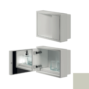 Inda MY Secret A80760CE Einbaunische mit Becherhalter, Seifenspender und Spiegel 350x260mm matt zementiert