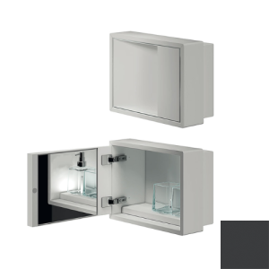 Inda MY Secret A80760GF Einbaunische mit Becherhalter, Seifenspender und Spiegel 350x260mm matt graphit