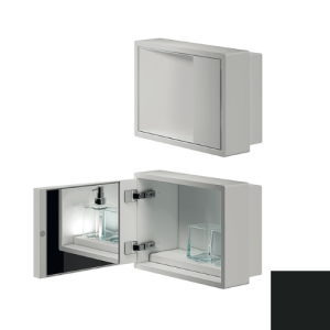 Inda MY Secret A80760NE Unterputznische mit Becherhalter, Seifenspender und Spiegel 350x260mm mattschwarz