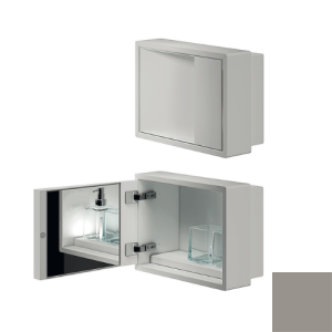 Inda MY Secret A80760PT Unterputznische mit Becherhalter, Seifenspender und Spiegel 350x260mm matt platino