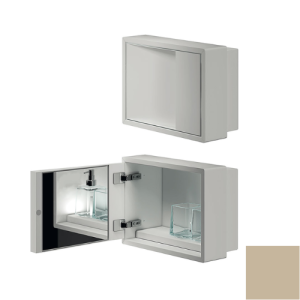 Inda MY Secret A80760TL Einbaunische mit Becherhalter, Seifenspender und Spiegel 350x260mm matt terra di luna