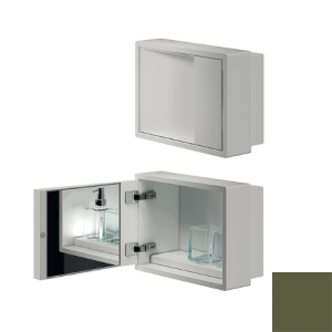 Inda MY Secret A80760VF Einbaunische mit Becherhalter, Seifenspender und Spiegel 350x260mm matt verde felce