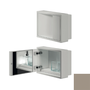 Inda MY Secret A80760VS Einbaunische mit Becherhalter, Seifenspender und Spiegel 350x260mm matt visone
